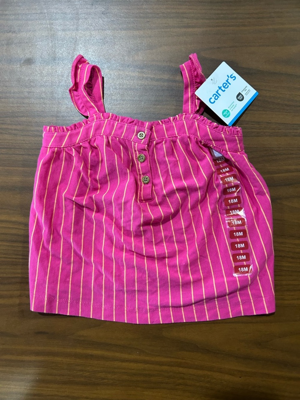 Carter's Pink‎ Striped Toddler Tank Top